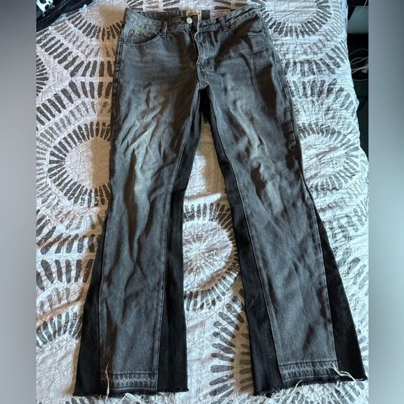Gallery Dept Charcoal and Black Stacked Flared Denim 32 - Picture 1 of 7